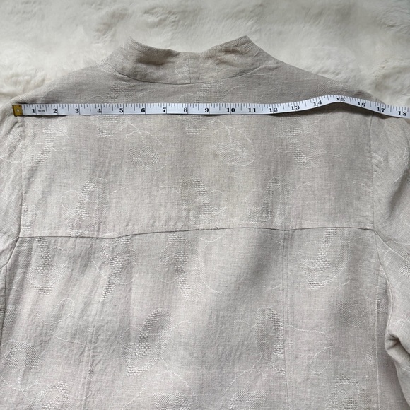 Eileen Fisher Linen Jacquard Embroidered Minimalist Long Jacket / Coat - L - Picture 15 of 16